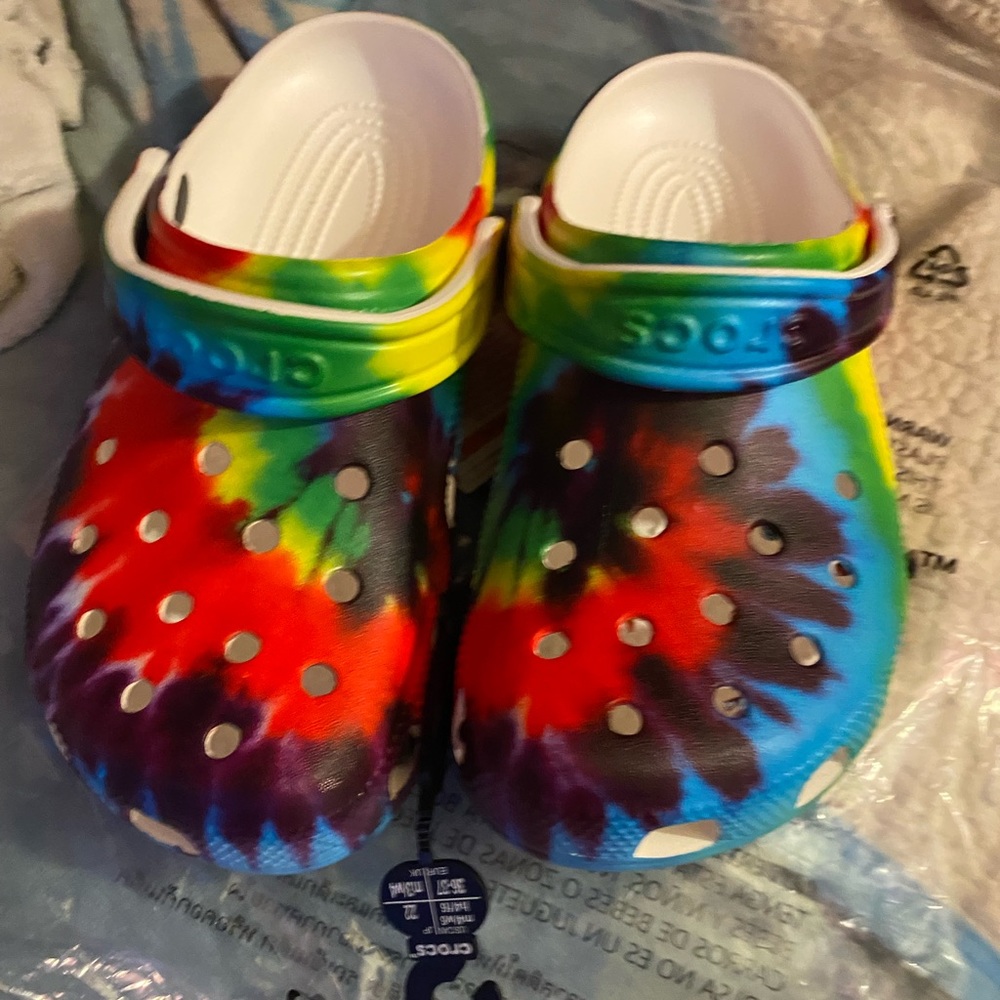 Tie dye crocs